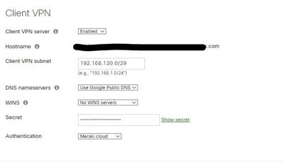 Client VPN Configuration help required The Meraki Community