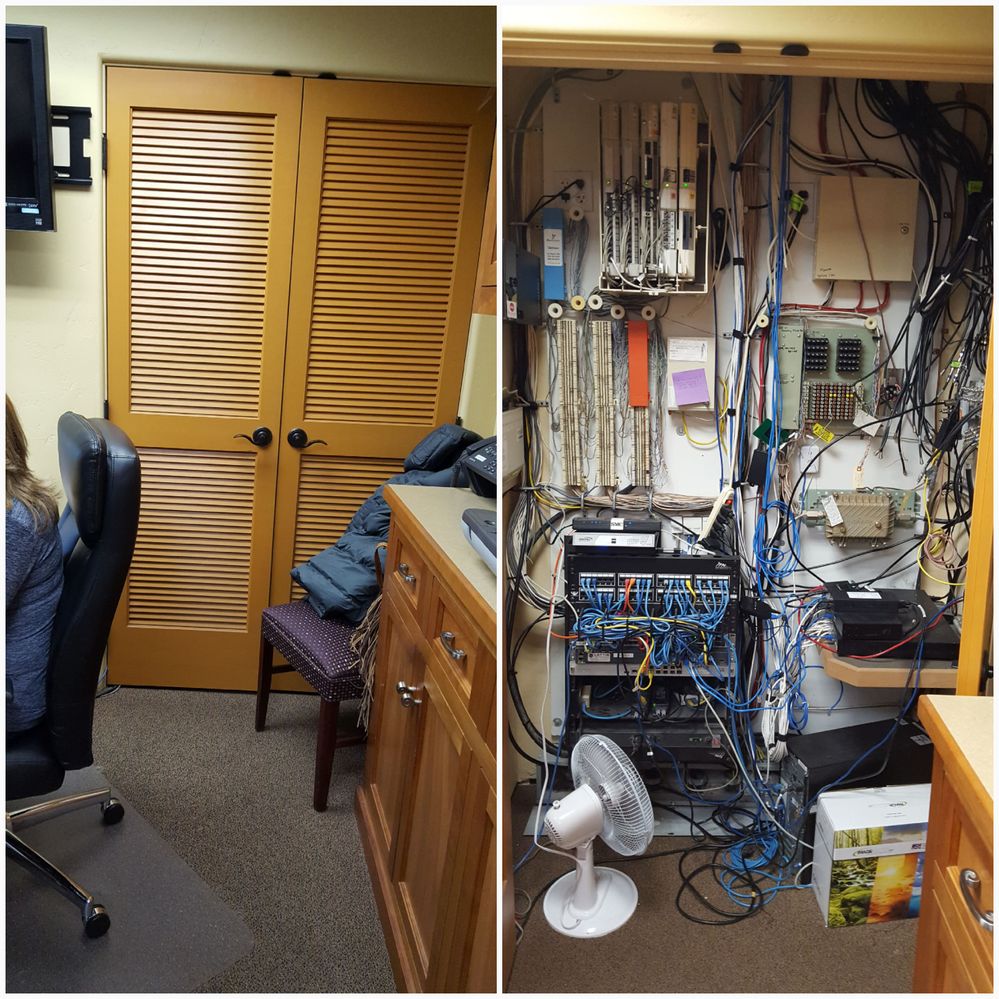 Oh...No room at the "Inn"... This is truly a "closet". There is Meraki equipment someplace in there!