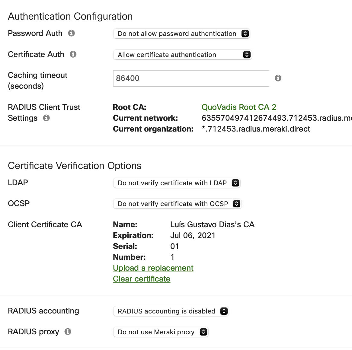 Enterprise with Local Auth how to generate Client Certificate CA