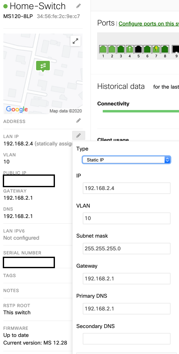 static ip assignment meraki