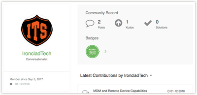 Profile displaying a Meraki360 badge