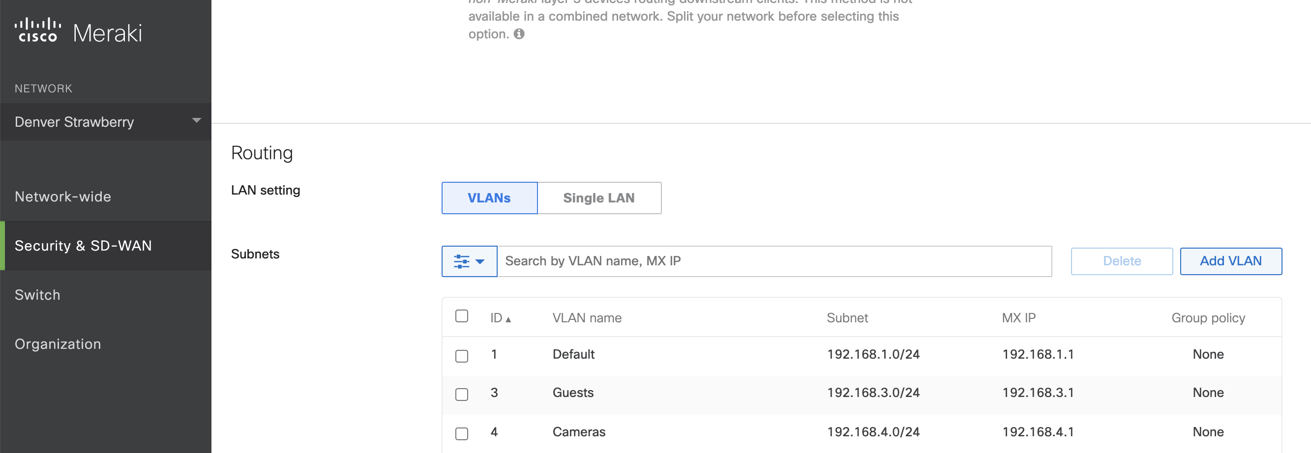 Solved MX105 Setting Up VLANs The Meraki Community