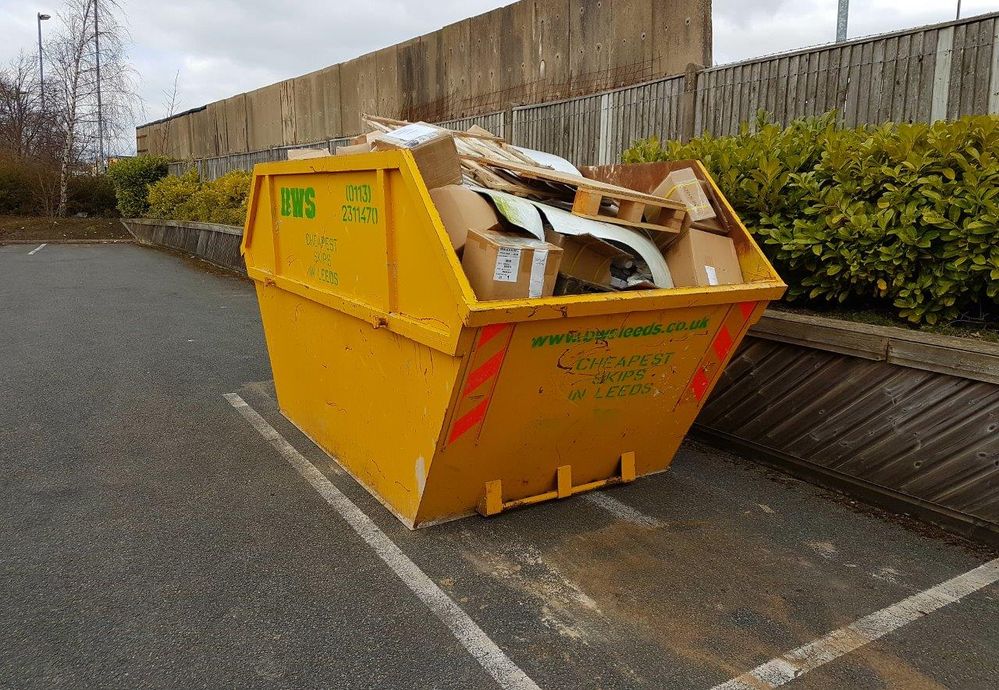 Our skip full of garbage ready to collect