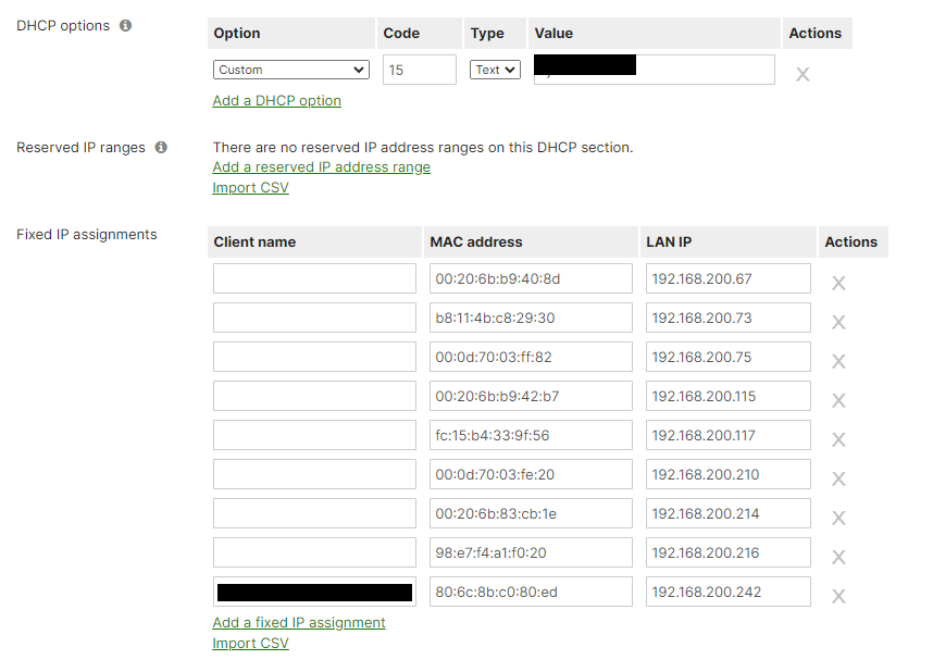 meraki dhcp fixed ip assignments