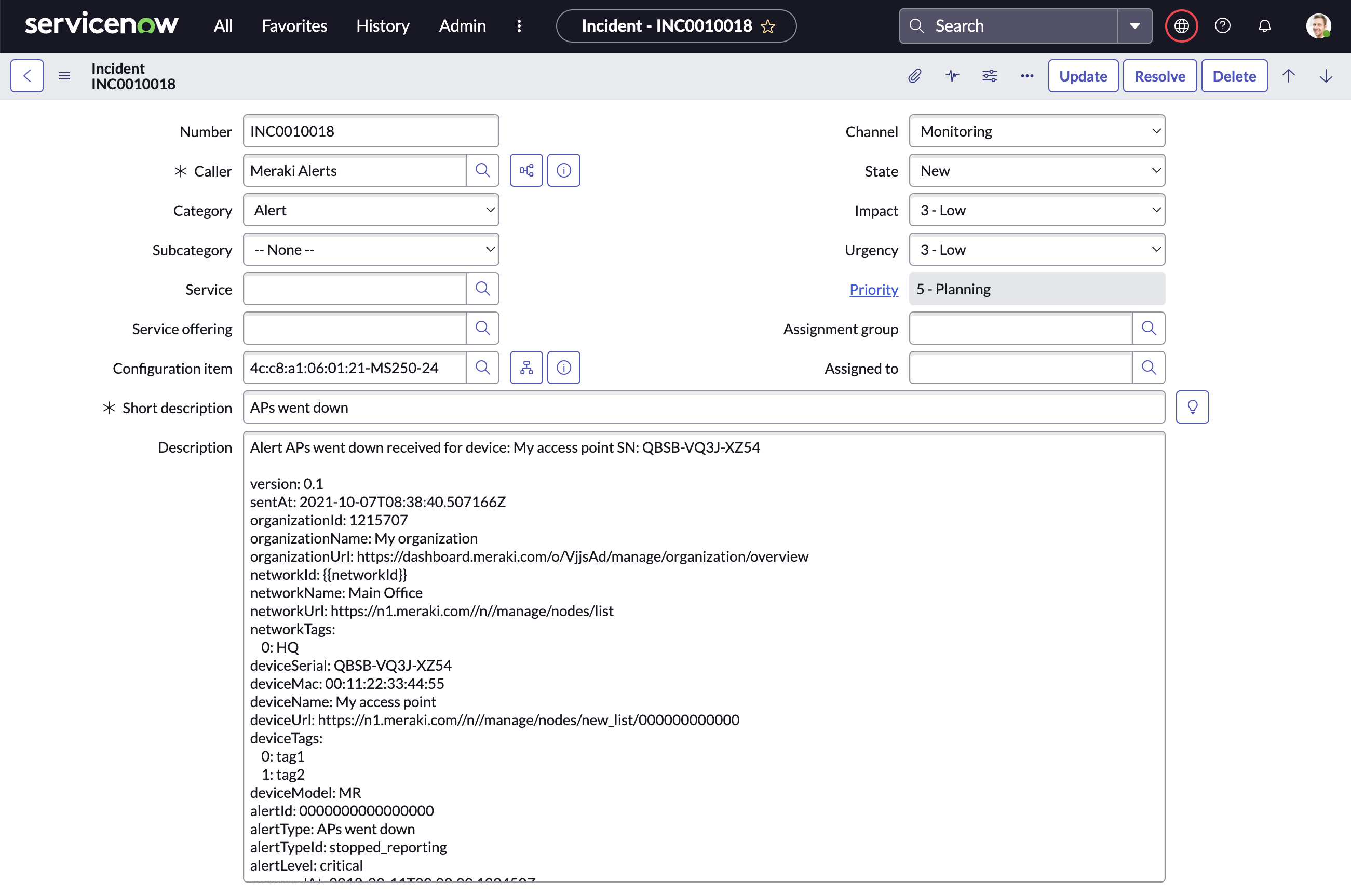 ServiceNow ServiceGraph Connector for Meraki v1.3 Released The