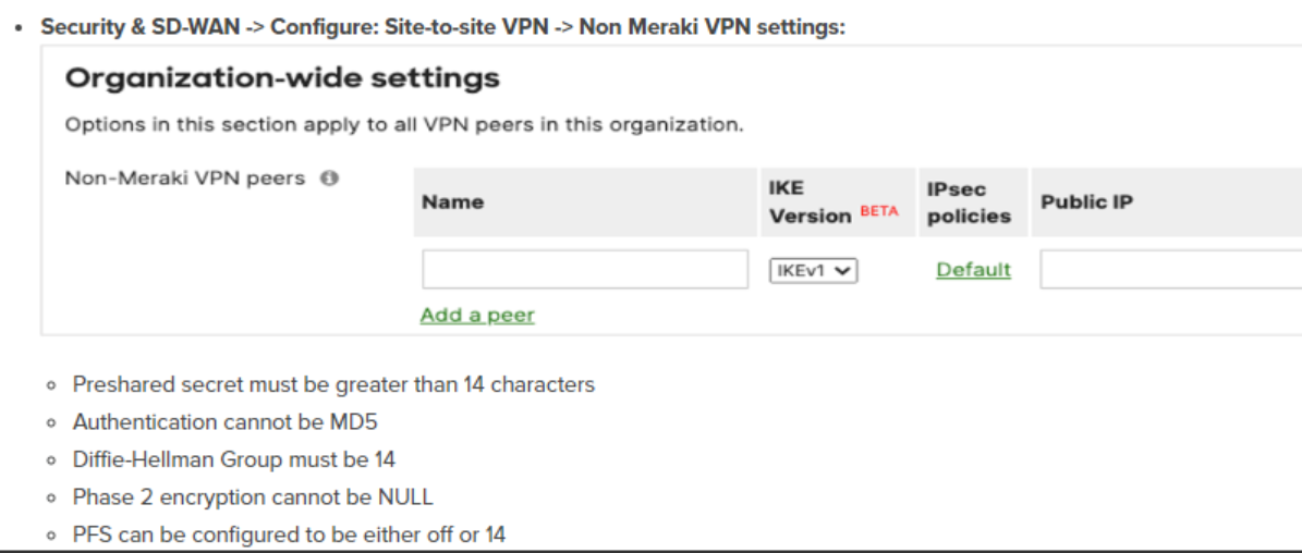 VPN Tunnel Issue between Meraki and Fortigate 1500 Firewall The