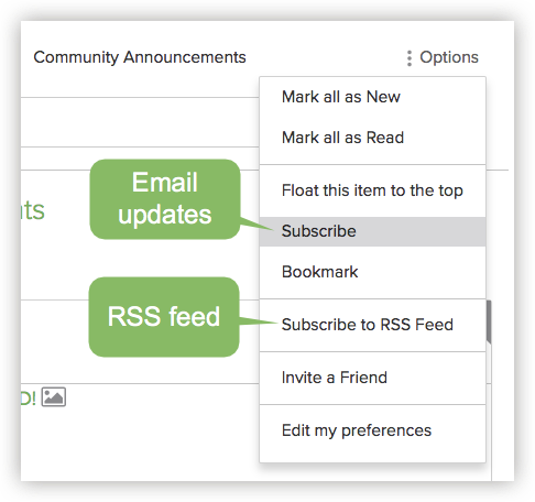 Subscribe to the Community Announcements blog