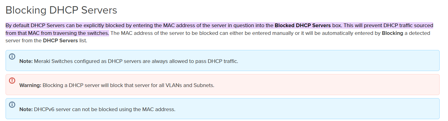 meraki switch bad ip assignment configuration