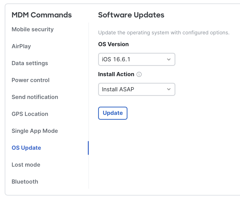 SM New Apple OS update command options for managed devices The