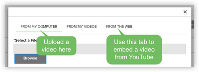 Step 2. Upload your video directly or embed one from YouTube