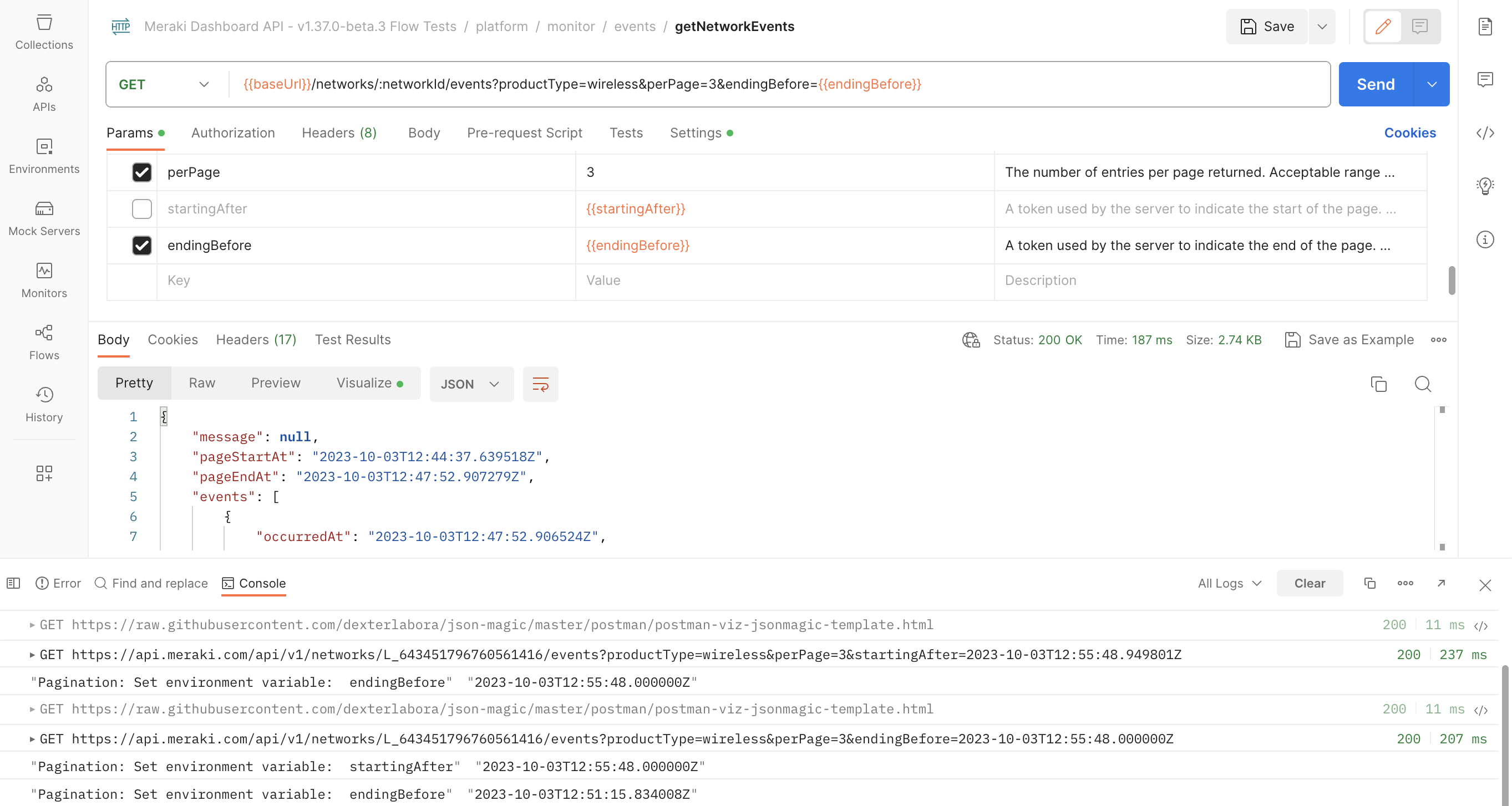 Re Pagination in Postman The Meraki Community