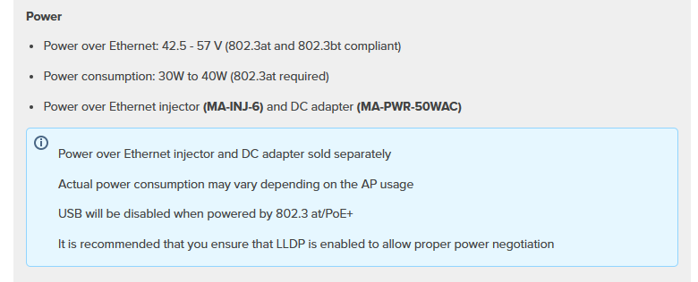 Access point is down due to POE issue , getting 30 watts instead of 40 ...