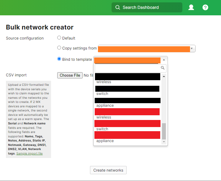 Bulk Network Creator Source Configuration Templates The Meraki Community