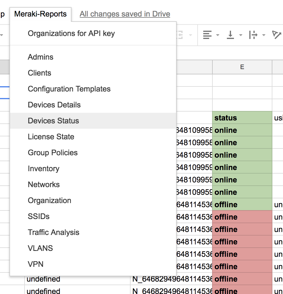 Meraki Dashboard Reports with Google Sheets - The Meraki Community