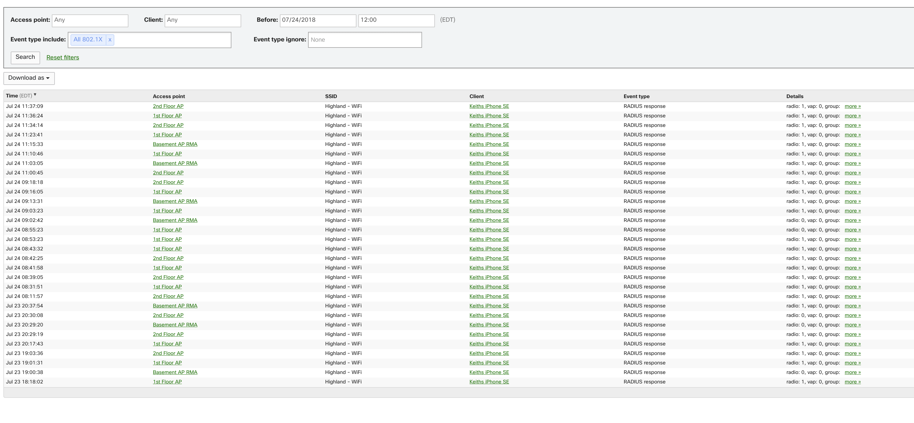 Radius event log entries, but no radius server setup - The Meraki Community