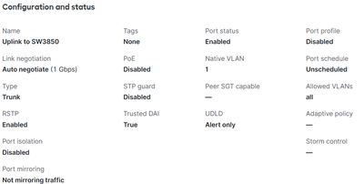 Settings on the Uplink Port