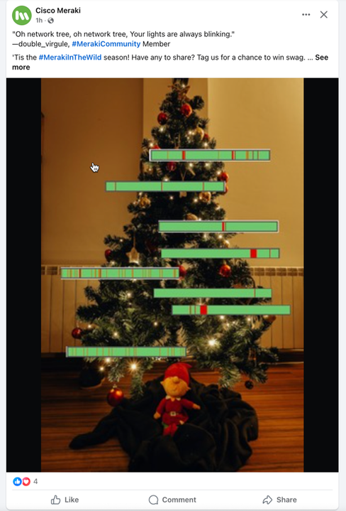 Post from Cisco Meraki's Facebook account