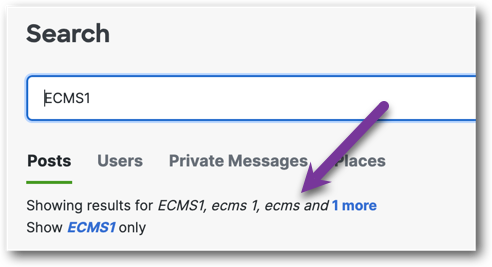 AFTER: Search synonym messaging showing up (previously, it wasn't appearing)