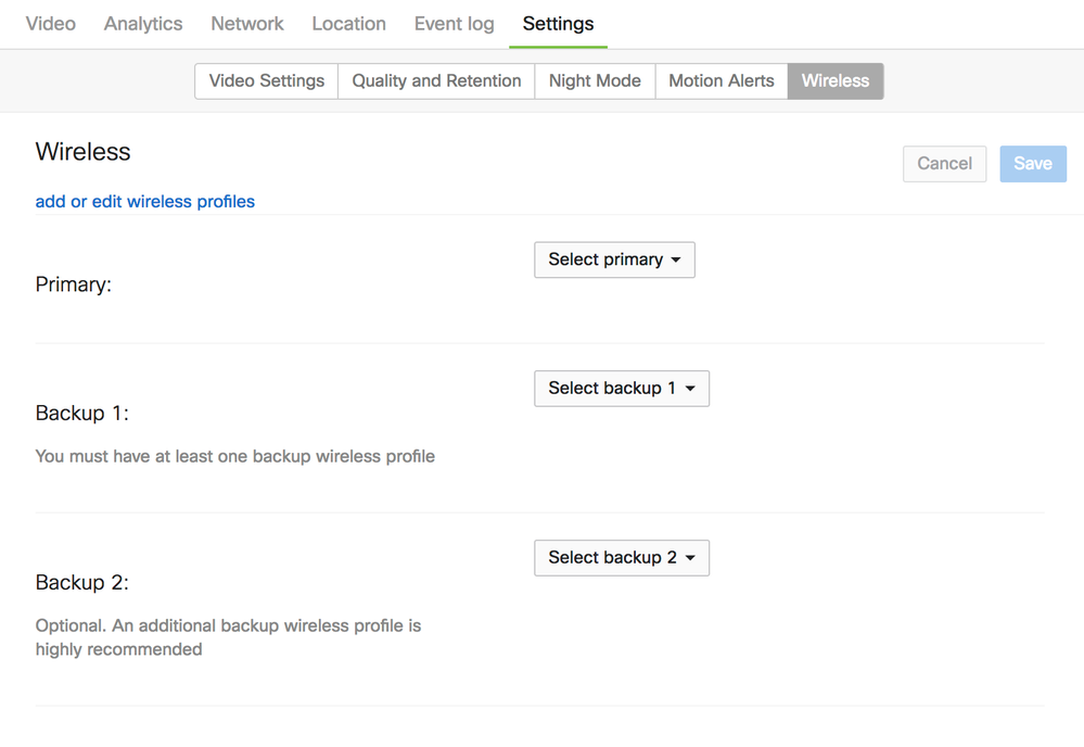 Configure per camera under "Settings"