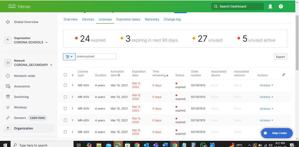 Screen shot showing expired licenses and unused licenses.PNG