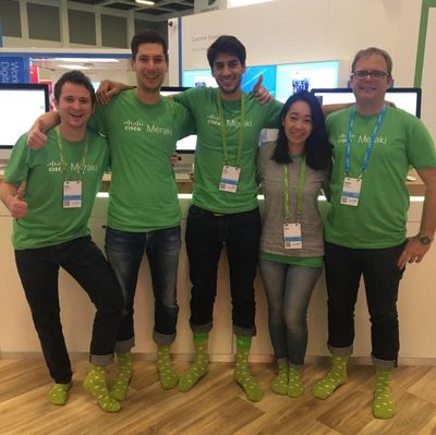 C5SHVhQUkAAqwIA Meraki cloud socks modeled by members of our field marketing team