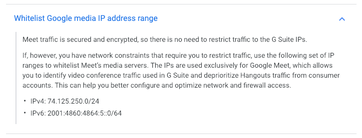 Solved Google Hangouts Meet Outbound Rules In Firewall The Meraki Community