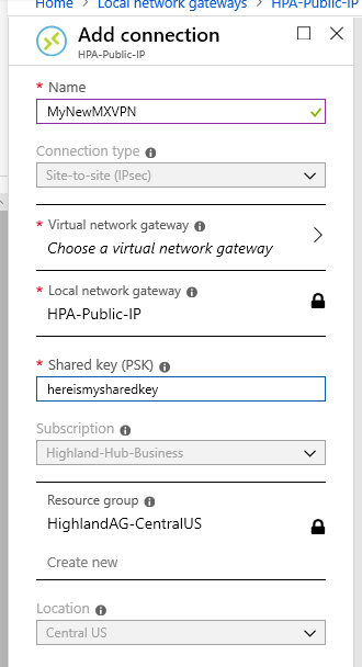 Azure Add Connection
