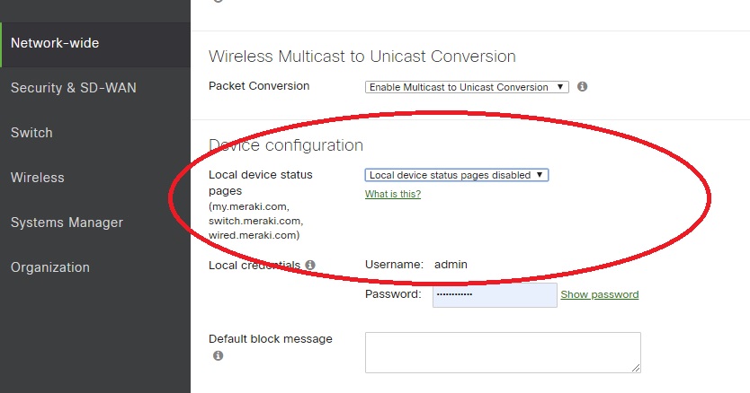 NAT Mode - Disable access to Local Status Page? - The Meraki Community