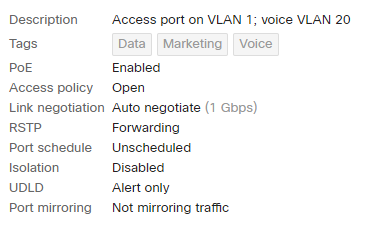 MS120 switchport access config